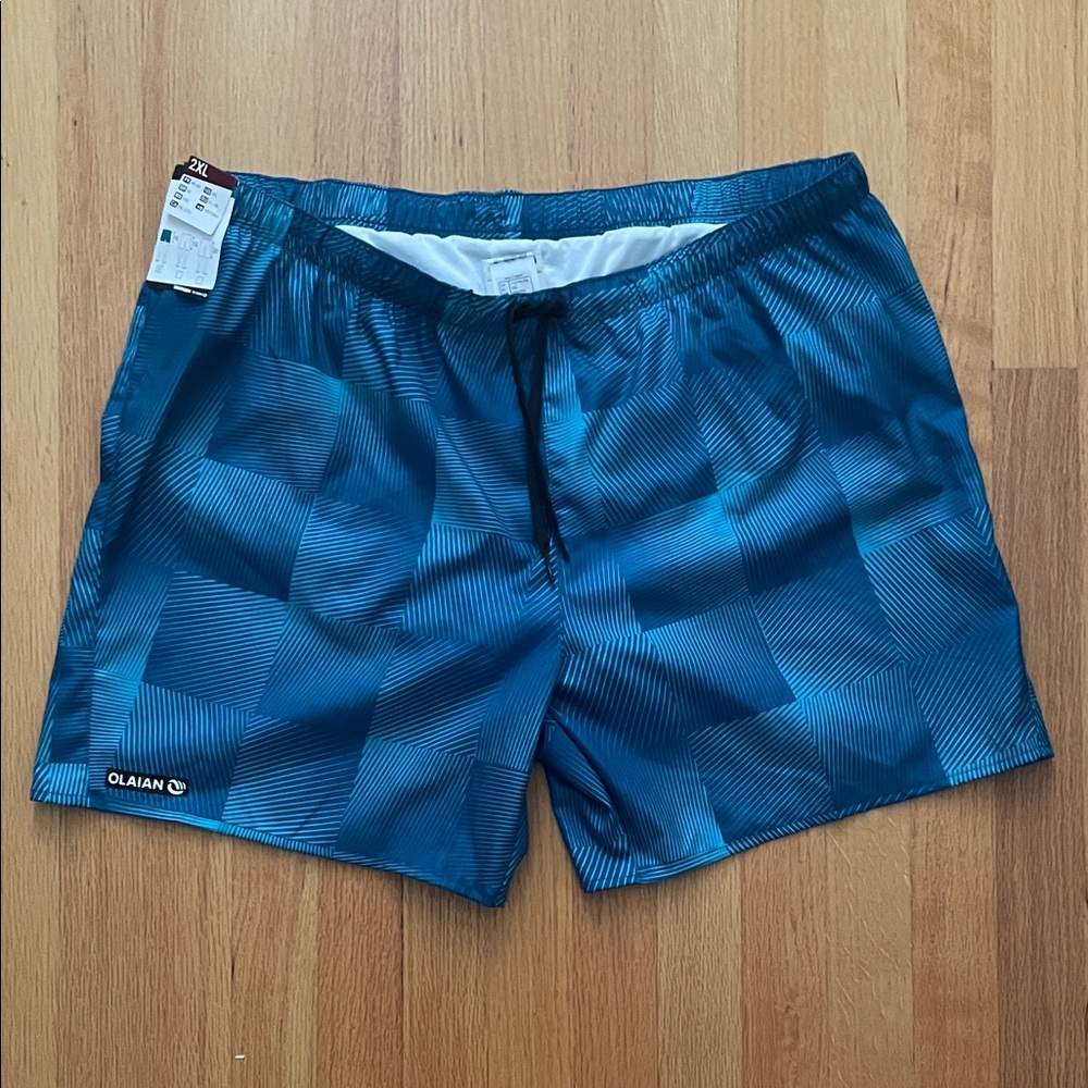 Decathlon Olaian Blue Patterned Swim Shorts Size 2XL NWT